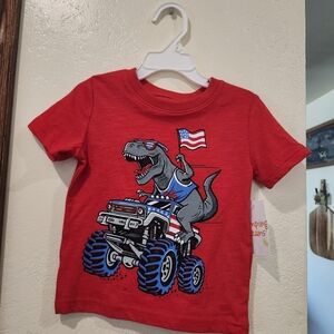 Red Dinosaur Monster Truck T-Shirt